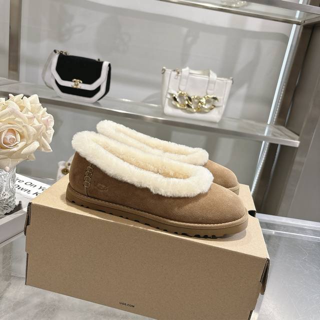 New Autumn/Winter Zora Ballet Flat Shoes with Low-Cut Fur Slip-on shoes, perfec