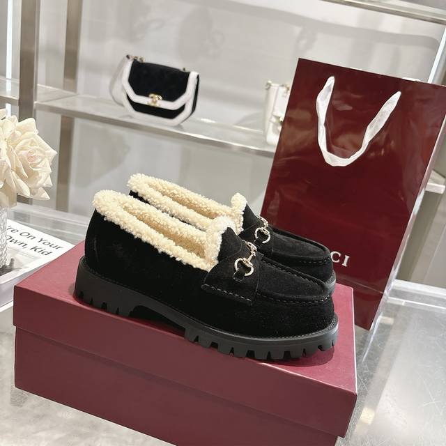 New Winter Women's Horsebit Loafers with Wool Lining Exquisite details infuse th