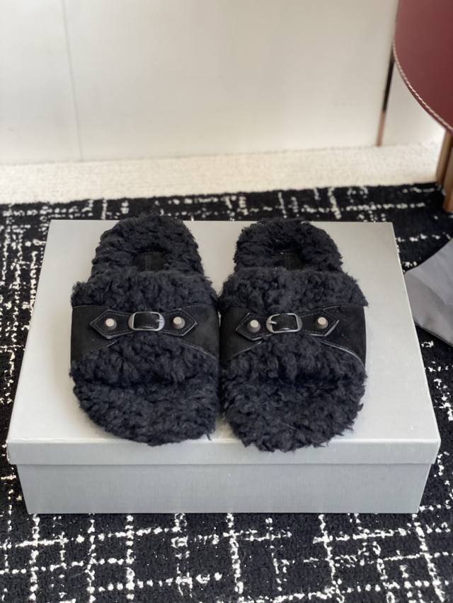 Retail-grade Balenciaga 25 Early Autumn Latest Hot-Selling Fleece Slippers Origi