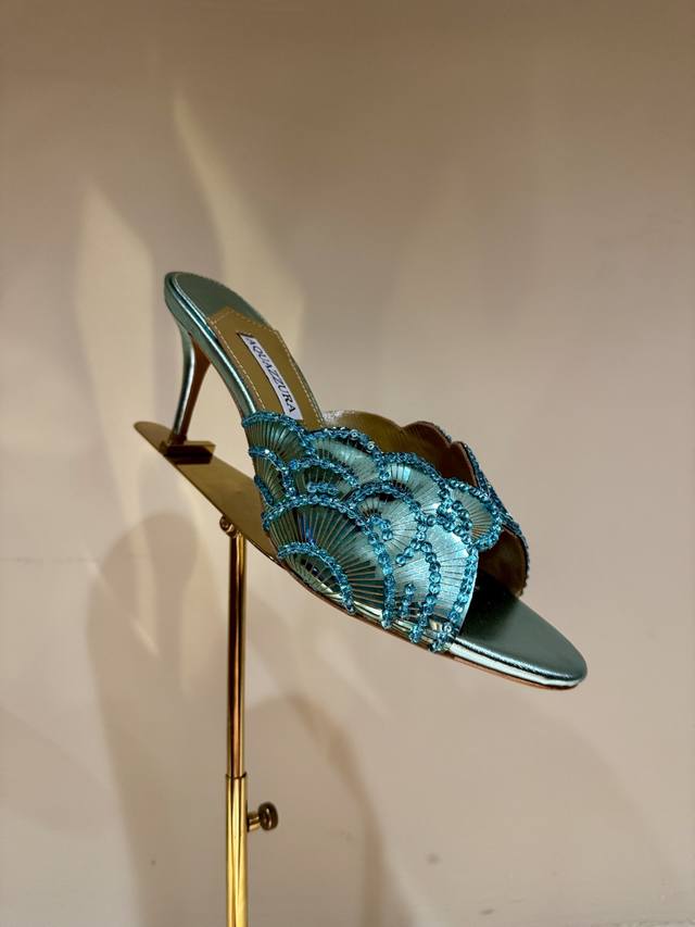 Aquazzura Pineapple Sequined Laser High Heels 2025 Spring/Summer Newest Butterfl