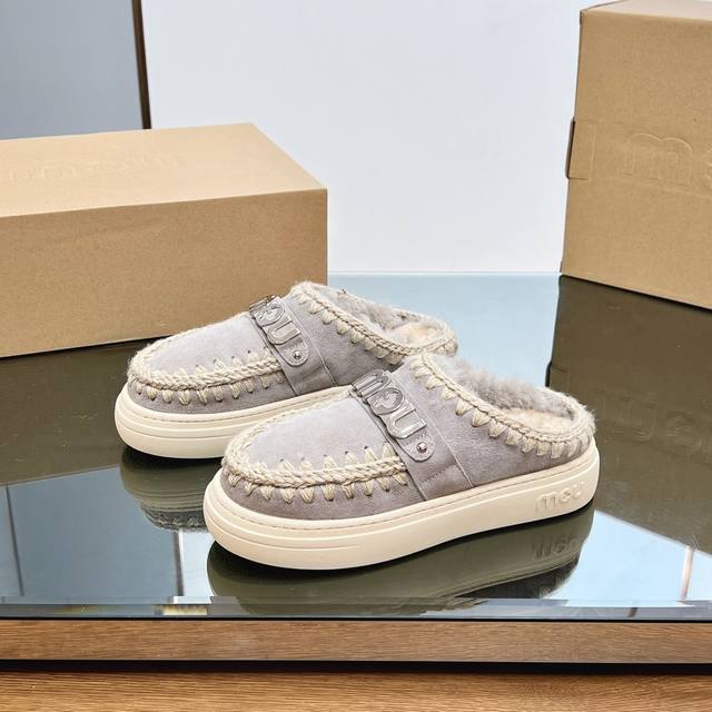 Top Version Mou Autumn/Winter New Snow Boots, Furry Slippers, Fur-lined Toe Mule