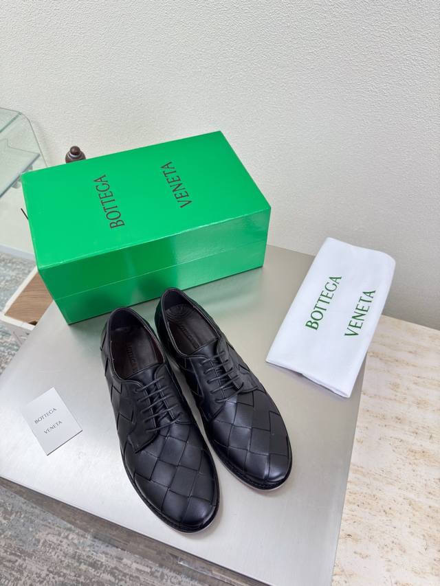 Handmade Large Woven Men's and Women's High-End Color Matching Bv Derby Shoes Fl