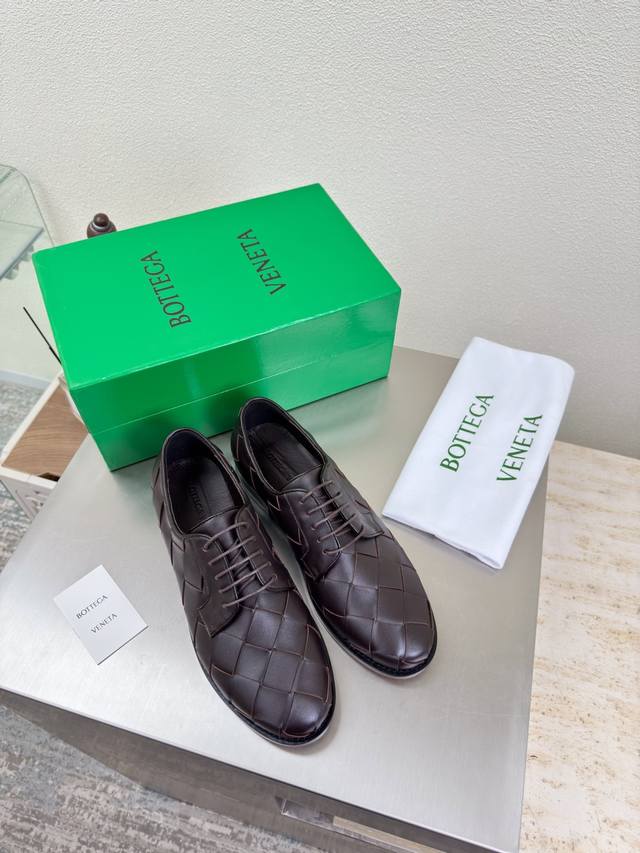 Handmade Large Woven Men's and Women's High-End Color Matching Bv Derby Shoes F