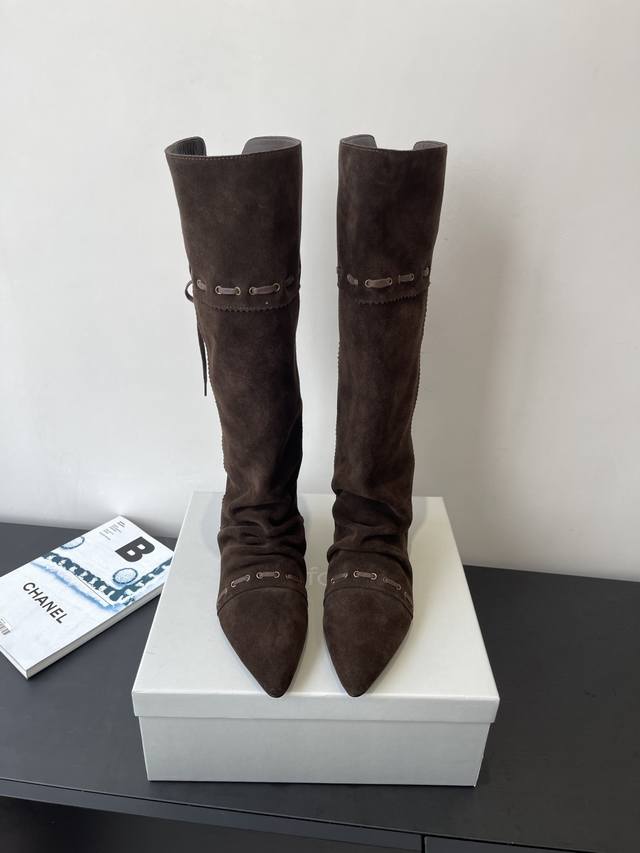 Unfolio Niche Brand Autumn/Winter New Retro Stacked Knee-High Boots Stacked Ankl