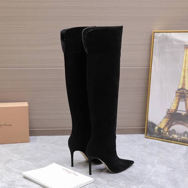 Factory Price Gianvito Rossi 25Wf New Pointed Toe Retro Over-the-Knee High-Heele