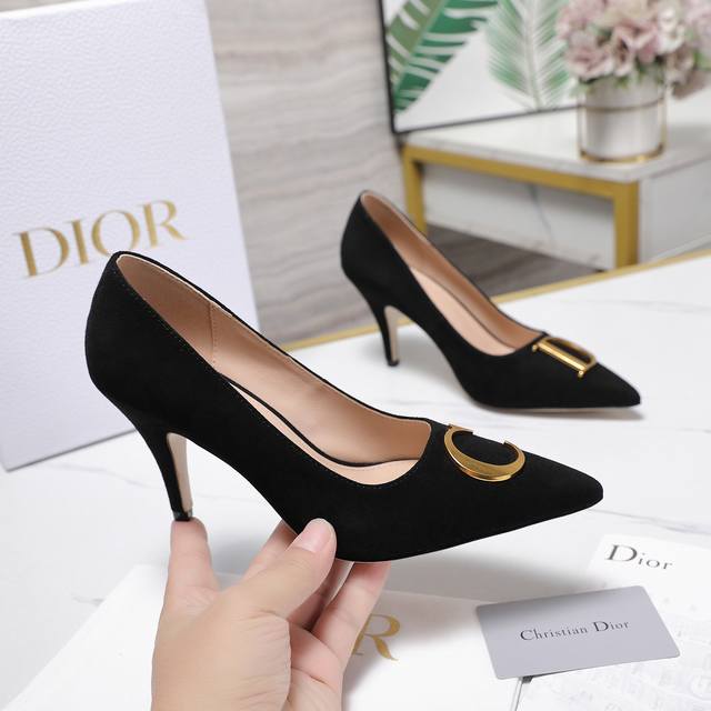 Top-tier version 2025 Dior new pointed-toe high-heeled shoes The Cd buckle decor