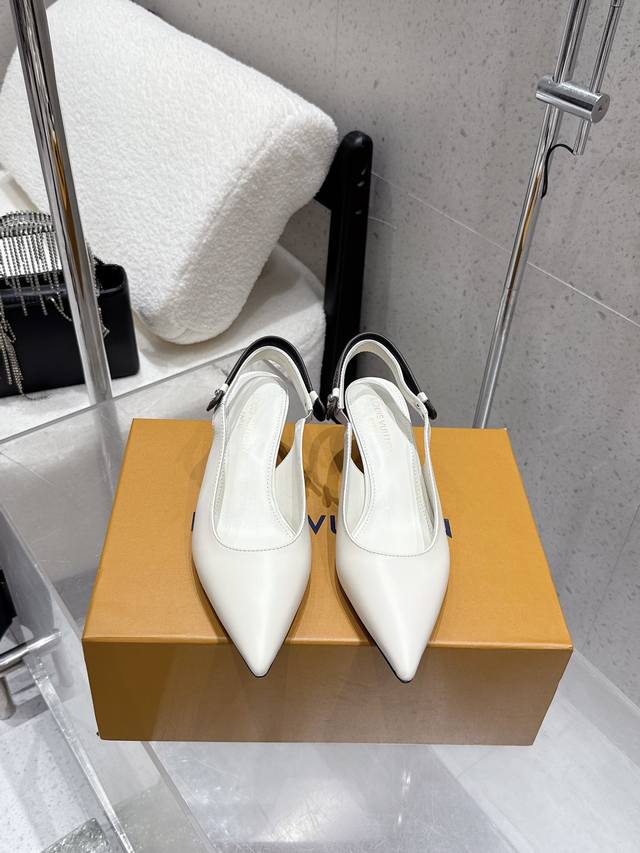 Top-tier version Louis Vuitton Lv 25 latest high-heeled pointed-toe open-back sa