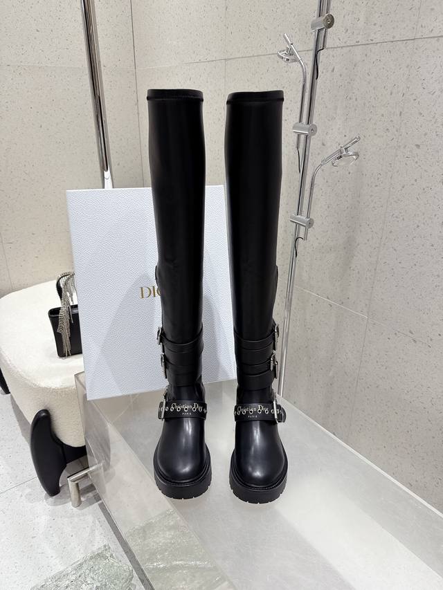 Extra High Style Dior Autumn/Winter New Extra High Style Long Boots Retro Motor