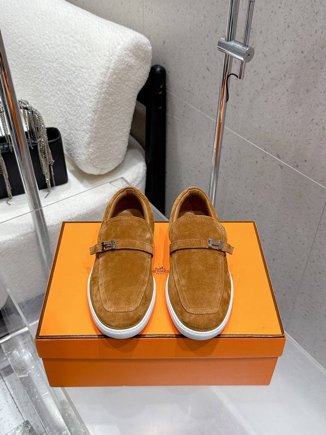 Men's +10 Hermes Kelly Buckle Couple Casual Loafers Slip-On Shoes Now Available