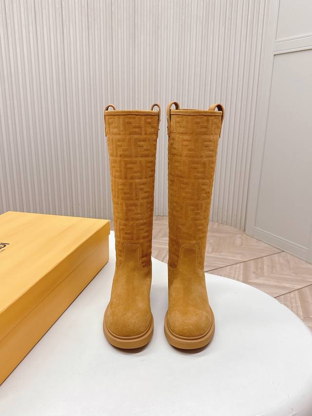 High-end Fendi 2025 New Autumn/Winter Short Boots, High-top Boots, Riding Boots