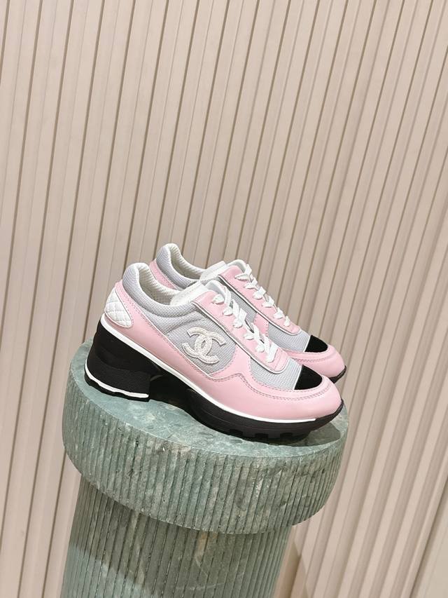 Top Version: Regular:Top:Chane* 25Ss Chanel Low-Heel Sneakers Made with a combin