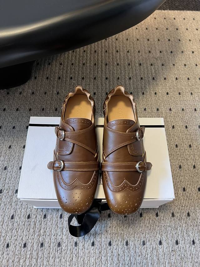 Cotem* Retro Double-Buckle Brogue Loafers Blending retro and modern styles, thes