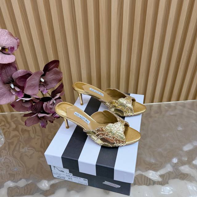 Aquazzura Pineapple Sequined Laser High Heels 2025 Spring/Summer Newest Butterfl