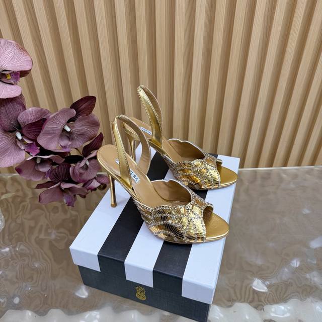 Aquazzura Pineapple Sequined Laser High Heels 2025 Spring/Summer Newest Butterfl