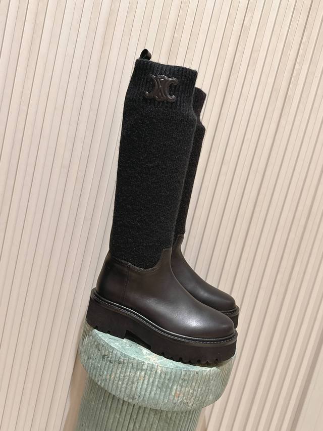 Top Version: Celine 25 Fall/Winter Unlverslte 16-inch Martin Rider Boots These b