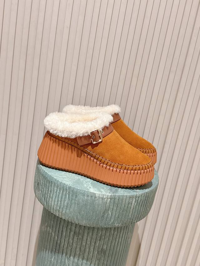 Top Version: New Colorway: Chloe's New Thick-Soled Wool-Lined Half-Slippers! A s