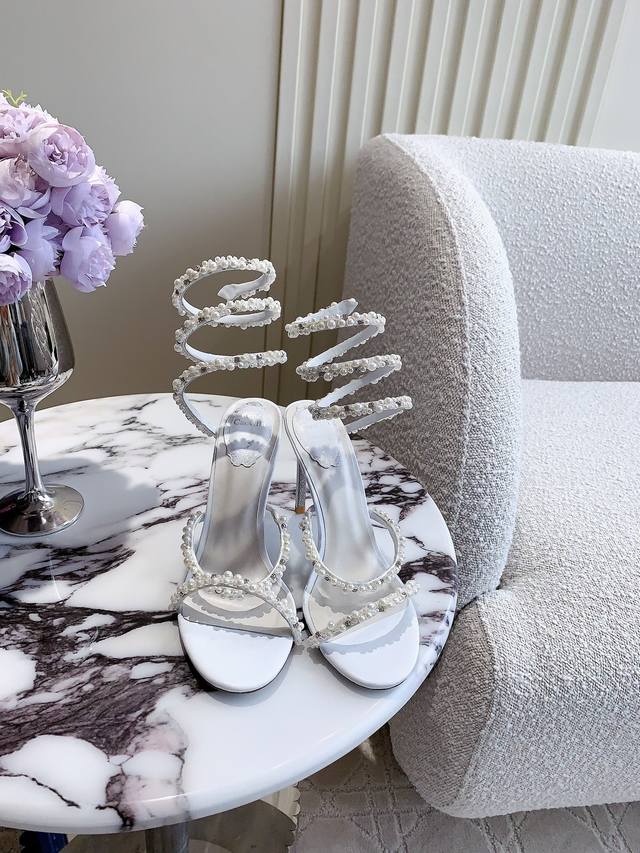 Low Heels & High Heels Ren* Caovill* Snake Pearl High-Heeled Sandals - Exquisite