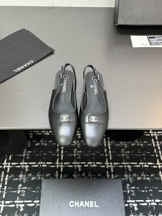 Chanel | New Classic Chanel 25p Sandals with Double C Chunky Heel and Open Back