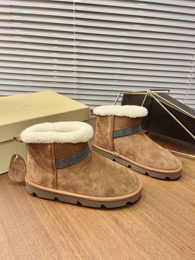 Brunello Cucinelli Winter New Snow Boots (Sheepskin Wool Lining); Outsole: Cust