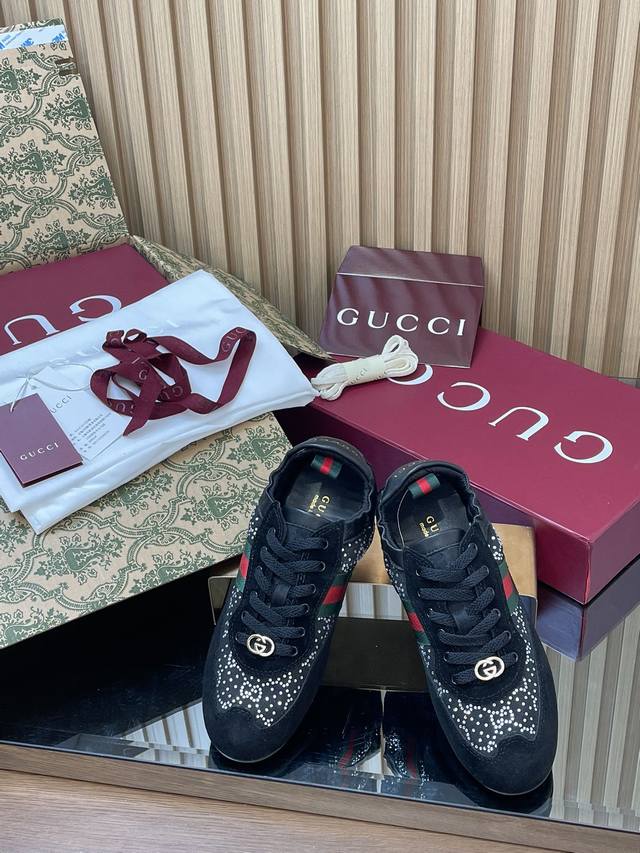 Women's 2670 Autumn/Winter Gucci Shift Series Elastic Heel GG Crystal Women's S