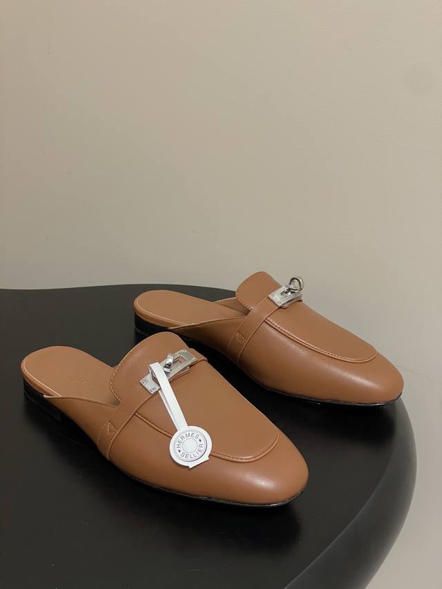 Top quality with high-end airplane box Hermes 25Ss color-blocked Oz mule shoes,