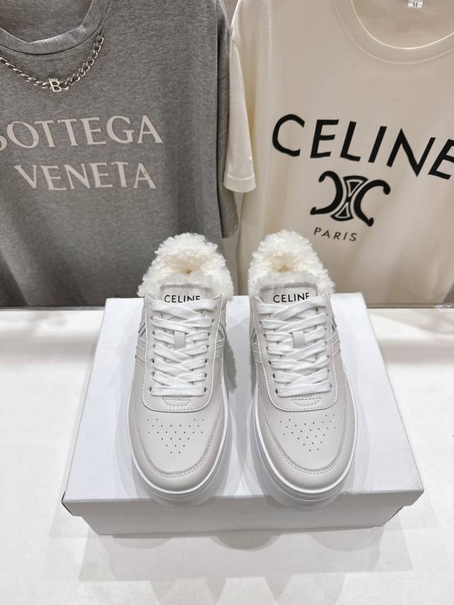High-quality factory-made wool-lined Celine 2025Ss new logo lace-up platform wo
