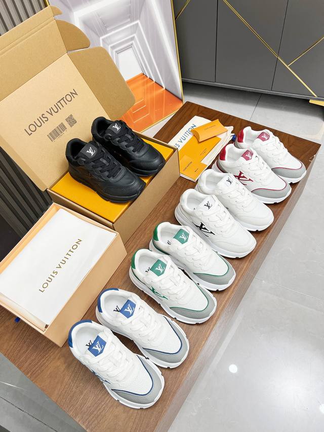 Lv Louis Vuitton (LV) platform casual sneakers for couples. Made with smooth cow
