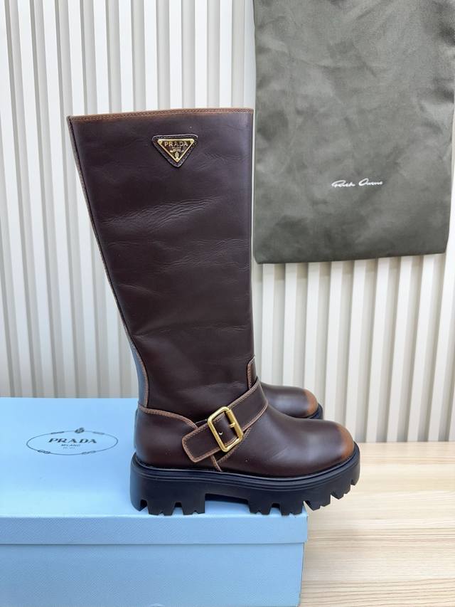 Prada Round Toe Martin Boots