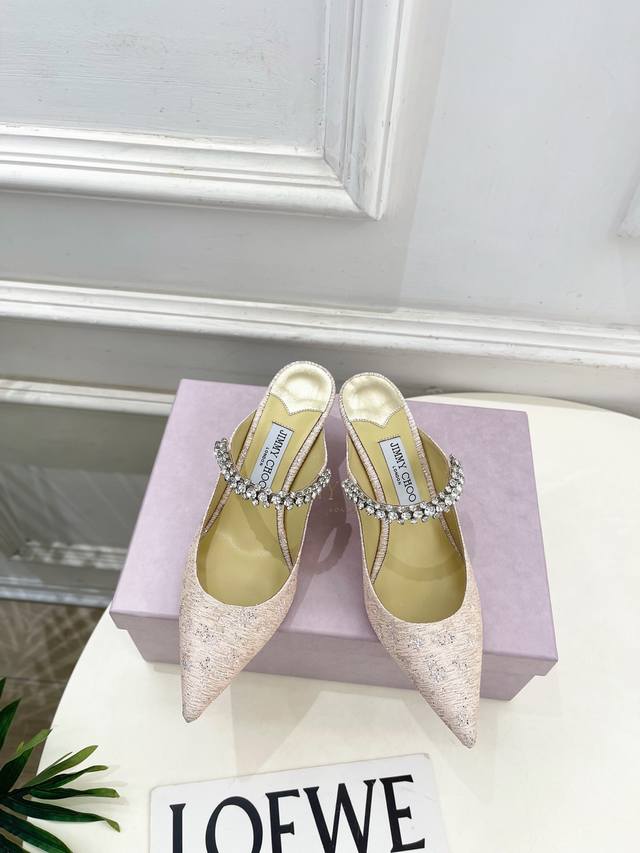 Jimmychoo 25Ss 2025Ss Autumn/Winter New Arrival - Classic Diamond Chain Pointed-