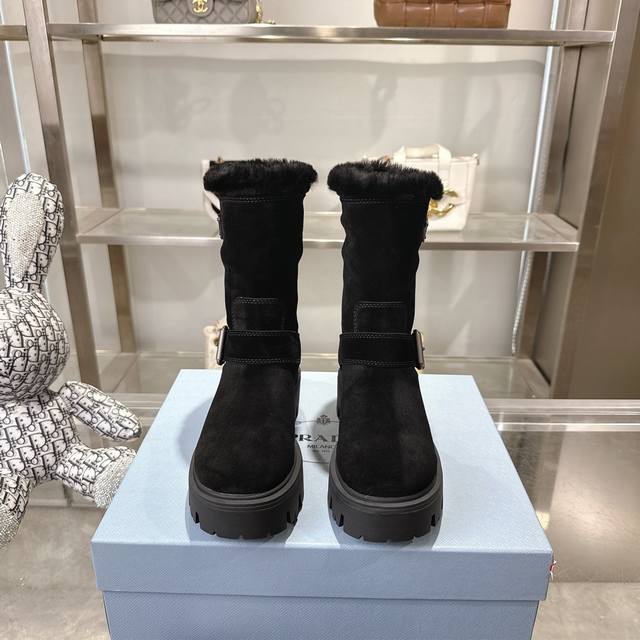 Heavyweight 2670 Prada Autumn/Winter Snow Boots, New Arrival, Thick-Soled, Non-S