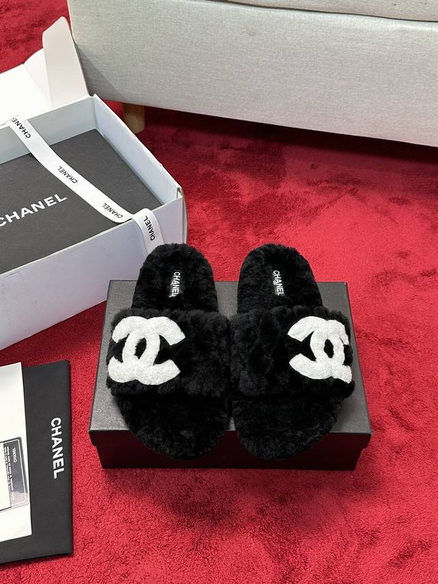 Factory Price Chanel* | Classic Chanel Quilted Double C Furry Slippers The whole