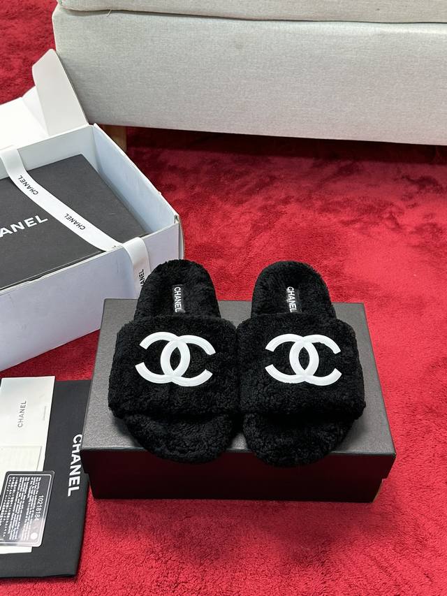 Factory Price Chanel* | Classic Chanel Double C Furry Slippers The whole sheep d