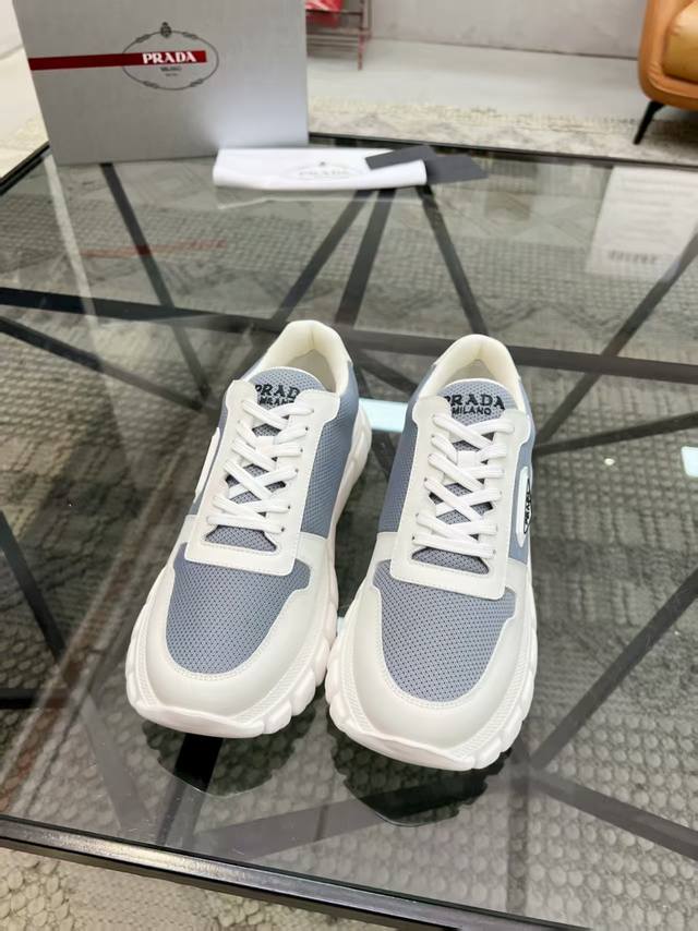 Price: ?38-45 Prada New Men's Genuine Leather Sneakers, Top-Quality Version on