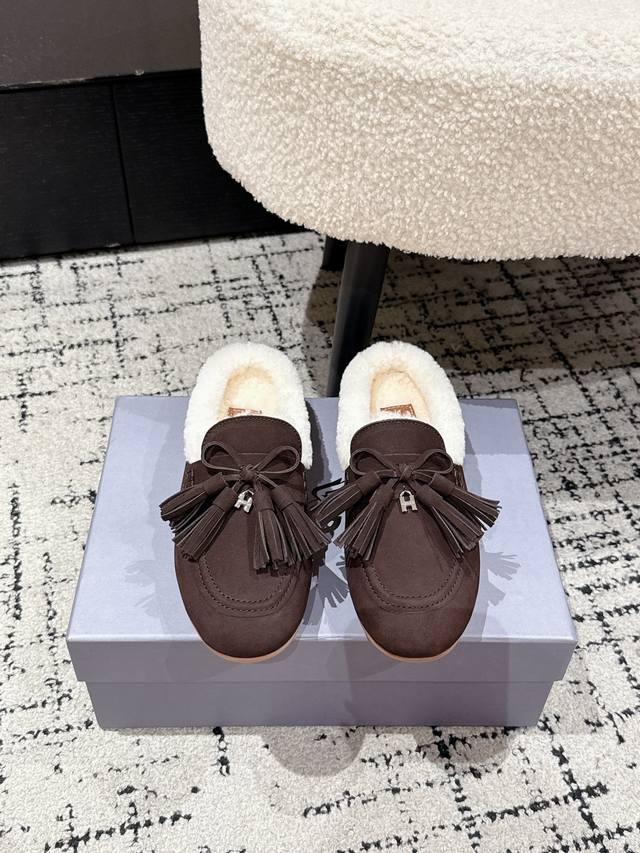 Hogan 25 H625 Series Women's Mules, Liu Shishi's Style, New Furry Slippers This