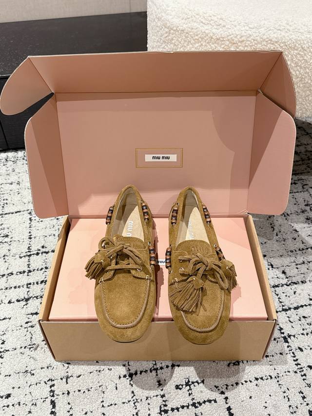 Retailer Grade Miu Miu 25 Fw Deck Shoes Tassel Suede Boat Shoes Miu Miu's new De