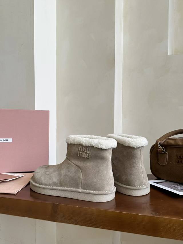 Miu Miu 25Fw Deck Shoes Wool Snow Boots DDD