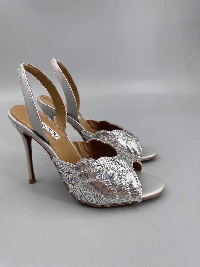 Aquazzura Pineapple Sequined Laser High Heels 2025 Spring/Summer Newest Butterfl