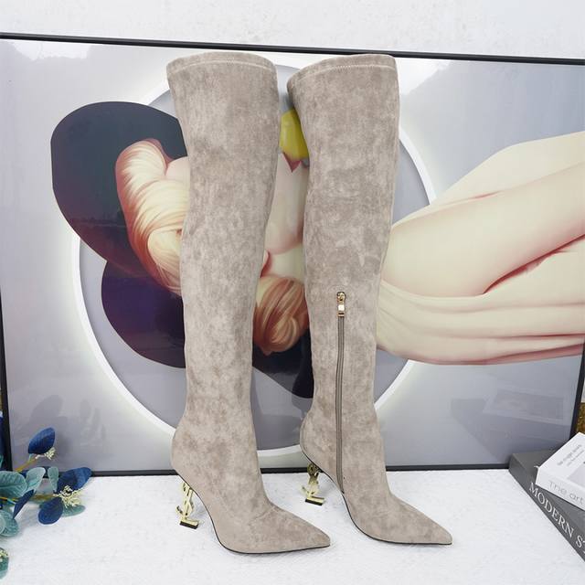 Saint Laurent YSL Women's Stretch Over-the-Knee Boots. Features: Italian genuin