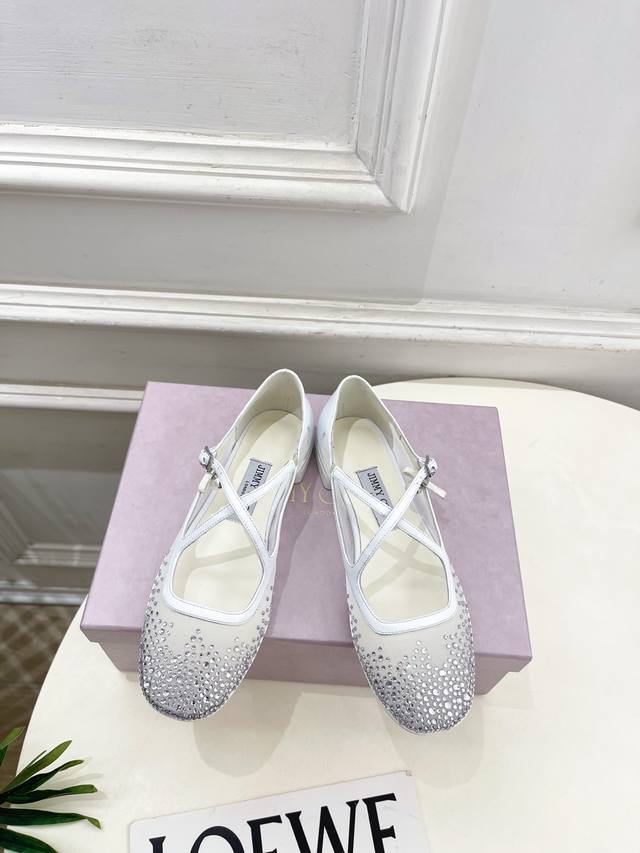 Jimmychoo 25Ss 2025 Spring/Summer New Arrival - Eleri Ballerina Rhinestone Cross