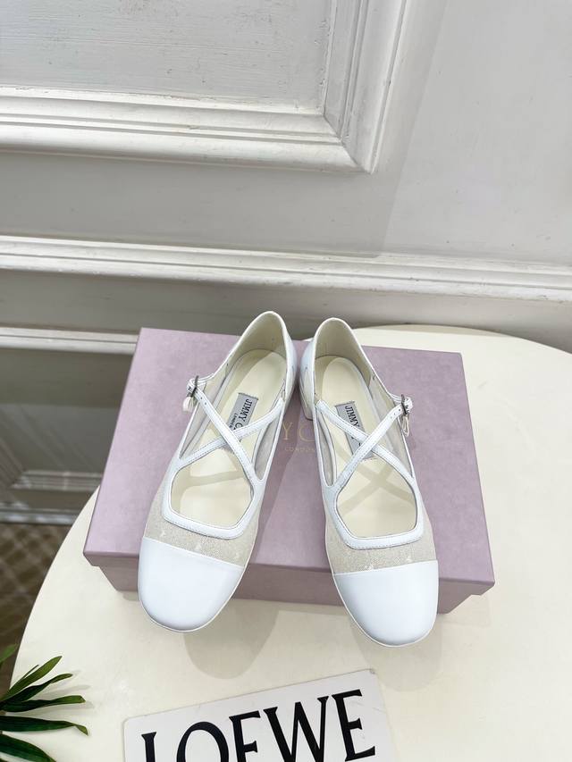 Jimmychoo 25Ss 2025 Spring/Summer New Arrival - Eleri Ballerina Mesh Cross-Strap