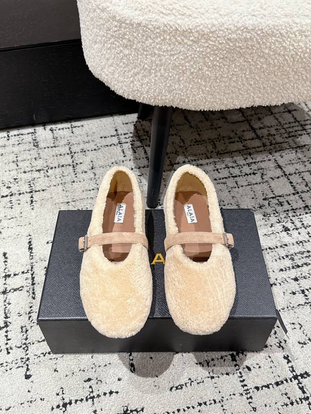 Alaia 25 Autumn/Winter New Style Suede Mary Jane Ballet Shoes Made with suede up