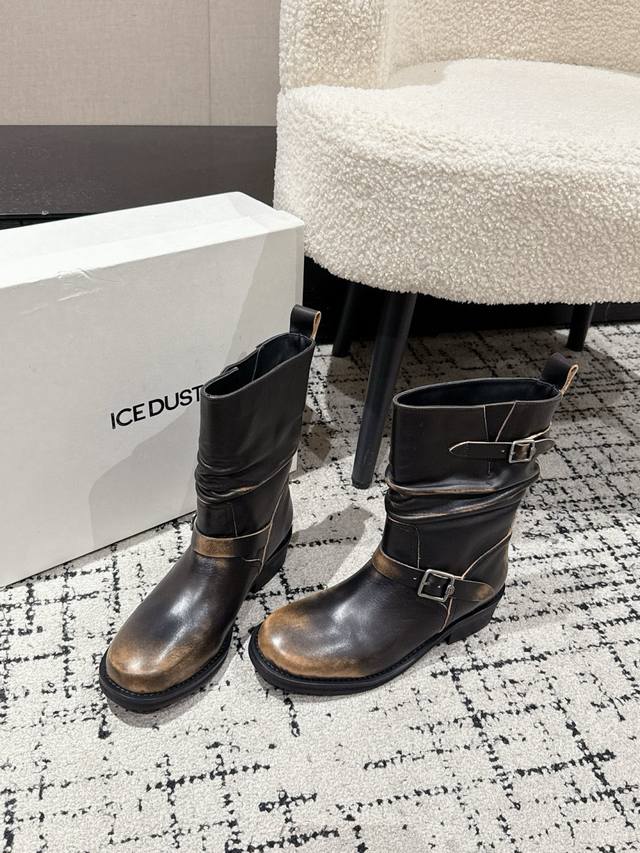 Icedust New Retro Slouch Boots Retro slouch boots with suede and leather patchwo