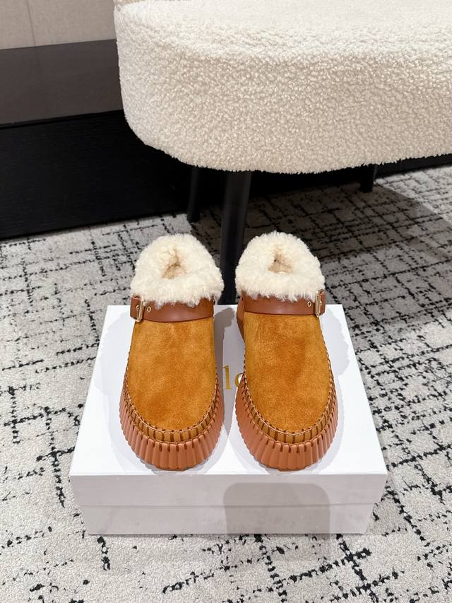 Top-tier version Chloe 25 Latest Nama wool-lined slip-on mules Original sole, al