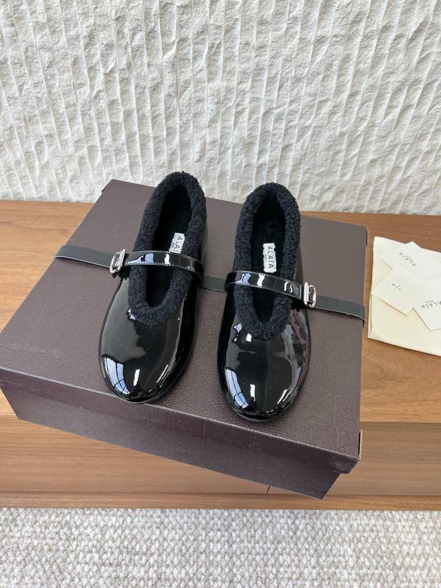 Leather G101 Alaia 25Ss Autumn/Winter New Round Toe Flat Sheepskin Mary Jane Ba