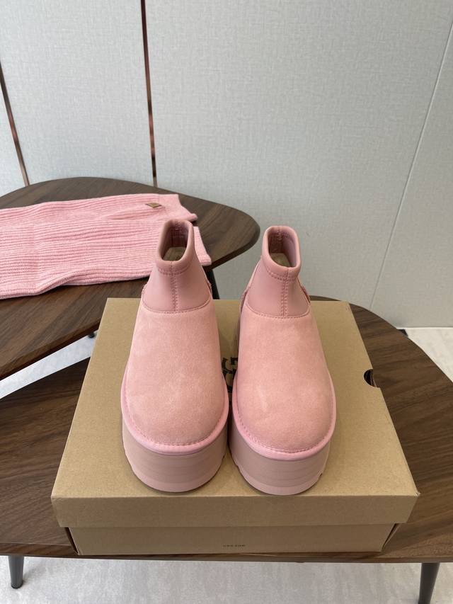 Pair with Socks Ugg North American Exclusive Mini Pink Sock-Style Thick-Soled S