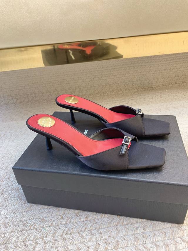 Saint Laurent* Saint Laurent Daisy series mules, square toe + stiletto heel, cla