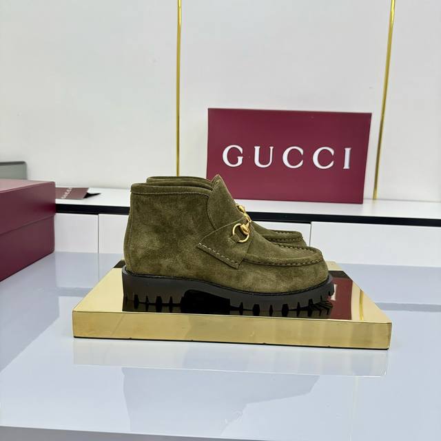 2025 - This Gucci Horsebit ankle boot features a classic loafer silhouette, blen