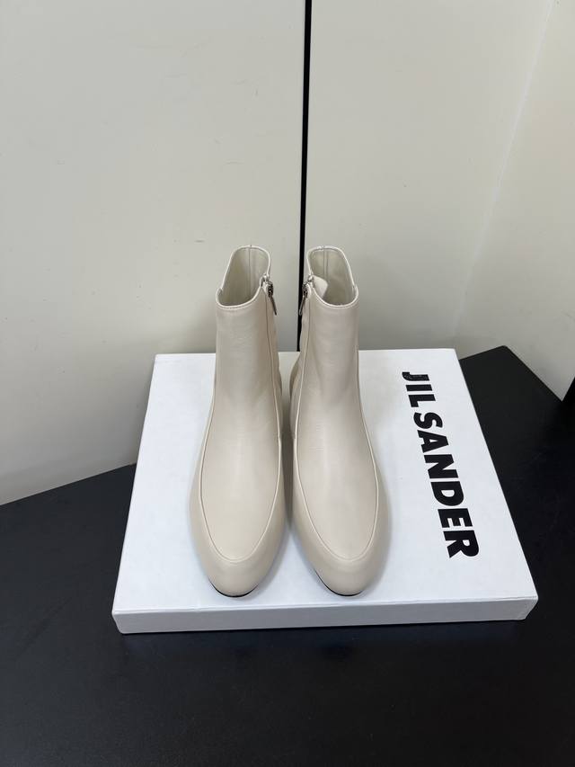 Jilsander 25 Autumn Newest Minimalist Hidden Wedge Ankle Boots with Side Zipper