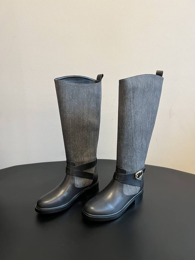 Stuart Weitzma* Sw Autumn/Winter New Patchwork Riding Boots The leather parts ha