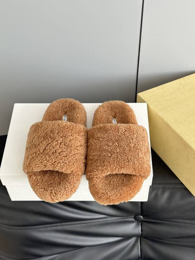 The Row New Lambswool Slippers Autumn/Winter Fashionable and Versatile Casual Tr